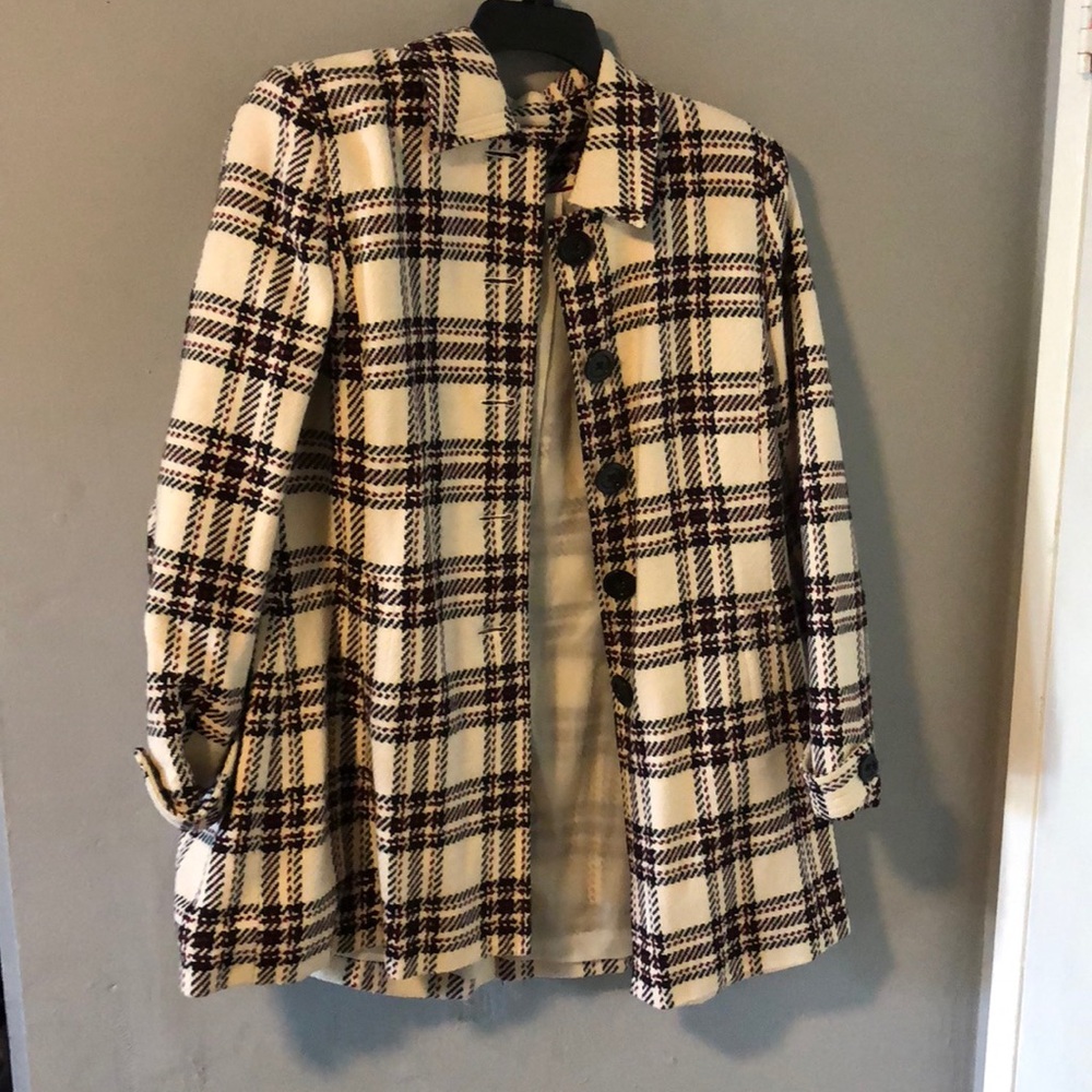Woman’s plaid pea coat